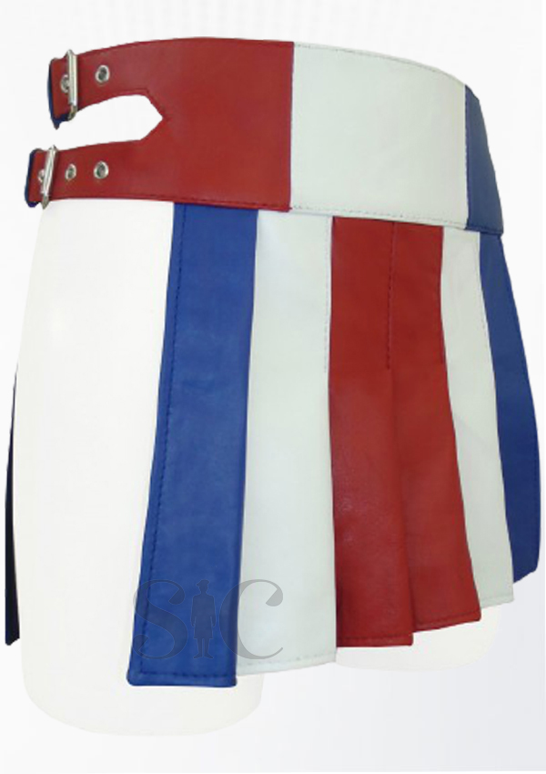 Mini falda escocesa de cuero con diseño estilo Union Jack 43