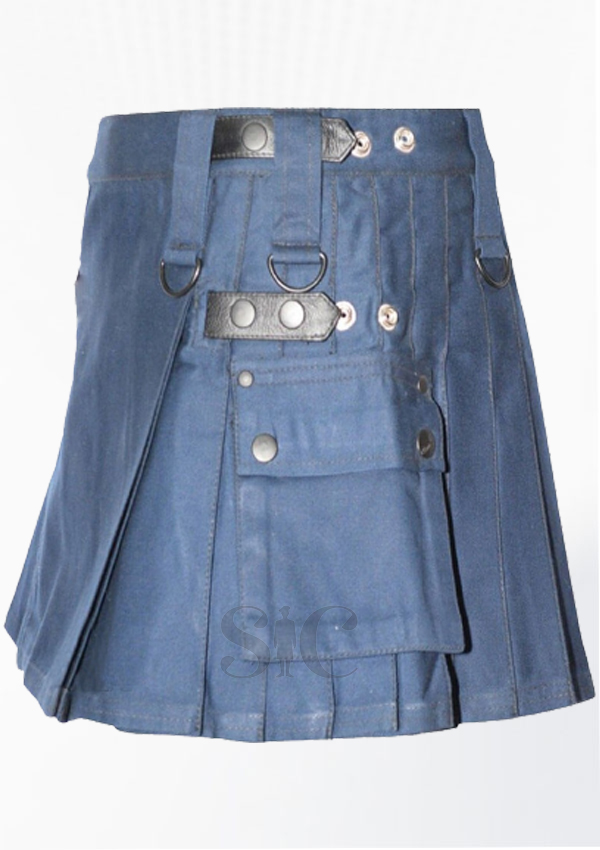 Mini diseño de falda escocesa utilitaria azul marino para mujer 4