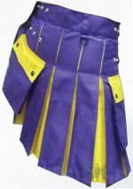 Moderner zweifarbiger Kilt Blau Gelb Hybrid Kilt Design 43