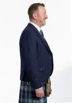 Navy Blue Tweed Argyle Jacket with Vest Right Side View