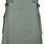 Premium Quality Olive Green Cotton Utility Kilt For Men Design 53