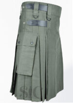 Kilt utilitaire en coton vert olive pour hommes Design 52