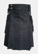 Plain Black Denim Kilt