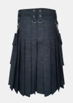 Plain Black Denim Kilt Back