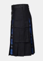 Plain Black Hybrid Kilt Left