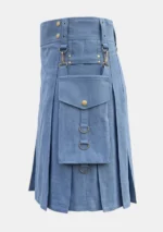 Plain Blue Denim Kilt Left