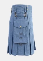 Plain Blue Denim Kilt Right