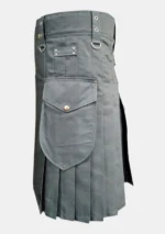Plain Grey Utility Kilt Left