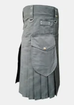 Plain Grey Utility Kilt Right