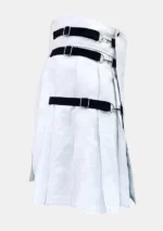 Plain White Leather Kilt Right