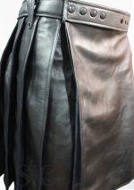 Pleated Black Leather Kilt Navy Design 23