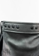 Pleated Black Leather Kilt Navy Design 23