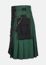 Premium Black & Green Hybrid Utility Kilt Left