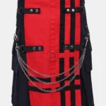 Premium Black and Red Fashion Utility Kilt