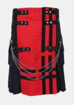 Premium Black and Red Fashion Utility Kilt