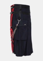 Premium Black and Red Fashion Utility Kilt Left