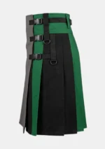 Premium Green & Black Hybrid Utility Kilt Left