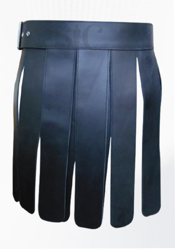 Premium Quality Black Leather Gladiator Kilt With Buckle Design 39