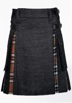 Premium Quality Campbell Tartan Black Denim Hybrid Utility Kilt