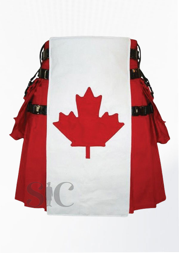 Premium Quality Canadian Flag Canvas Hybrid Utility Kilt Design 40