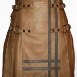 Premium Quality Custom Made Brown Leather Kilt