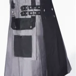 Premium Quality Custom Made Scottish Black & Grey Hybrid Kilt