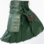 Premium Quality Custom Made Scottish Green Leather Kilt