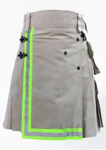 Premium Quality Custom Made Scottish Grey Firefighter Utility Kilt