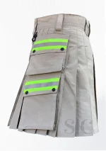 Premium Quality Custom Made Scottish Grey Firefighter Utility Kilt Side