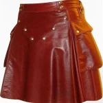 Premium Quality Custom Made Scottish Red Women Leather Kilt