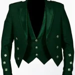 Premium Quality Custom Made Traditional Scottish Green Prince Charlie Jacket 