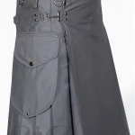 Premium Quality Custom Made Traditional Scottish Grey Cargo Kilt