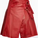 Premium Quality Custom Made Traditional Scottish Red Women Leather Kilt