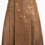 Premium Quality Hand Made Brown Leather Kilt