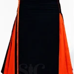 Premium Quality Hand Made Orange & Black Cotton Hybrid Kilt