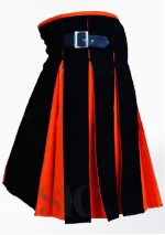 Premium Quality Hand Made Orange & Black Cotton Hybrid Kilt Back