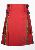 Premium Quality Hand Made Red Cotton & Irish Tartan Hybrid Kilt