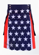 Premium Quality Hand Made Scottish American Flag Hybrid Kilt