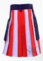 Premium Quality Hand Made Scottish American Flag Hybrid Kilt Back
