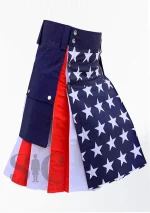 Premium Quality Hand Made Scottish American Flag Hybrid Kilt Side
