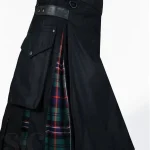 Premium Quality Hand Made Scottish Black Hybrid Kilt