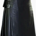 Premium Quality Hand Made Scottish Black Women Leather Kilt