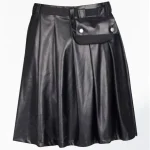 Premium Quality Hand Made Scottish Black Women Leather Kilt