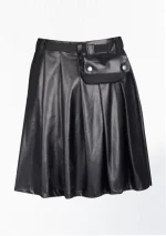 Premium Quality Hand Made Scottish Black Women Leather Kilt