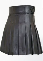 Premium Quality Hand Made Scottish Black Women Leather Kilt Back