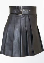 Premium Quality Hand Made Scottish Black Women Leather Kilt Side