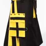 Premium Quality Hand Made Scottish Black & Yellow Hybrid Kilt