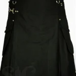 Premium Quality Hand Made Traditional Scottish Black Cargo Kilt