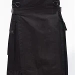 Premium Quality Hand Made Traditional Scottish Black Cotton & Black Watch Hybrid Kilt