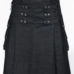 Premium Quality Hand Made Traditional Scottish Black Denim Kilt